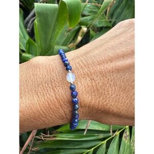 Handmade Bracelet Faceted Lapis Lazuli, Opalite, & Sterling Silver gemstone